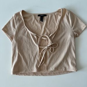Tan Double Tie Front Crop Top | F21